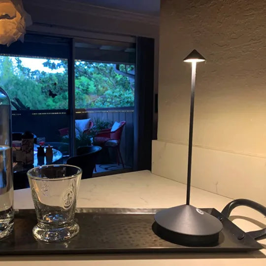 Wireless LED Table Lamp with Rechargeable Battery and Modern Design