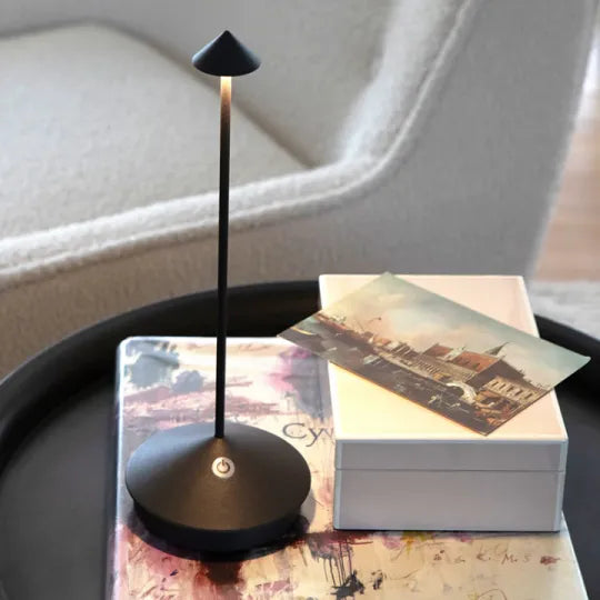 Wireless LED Table Lamp with Rechargeable Battery and Modern Design