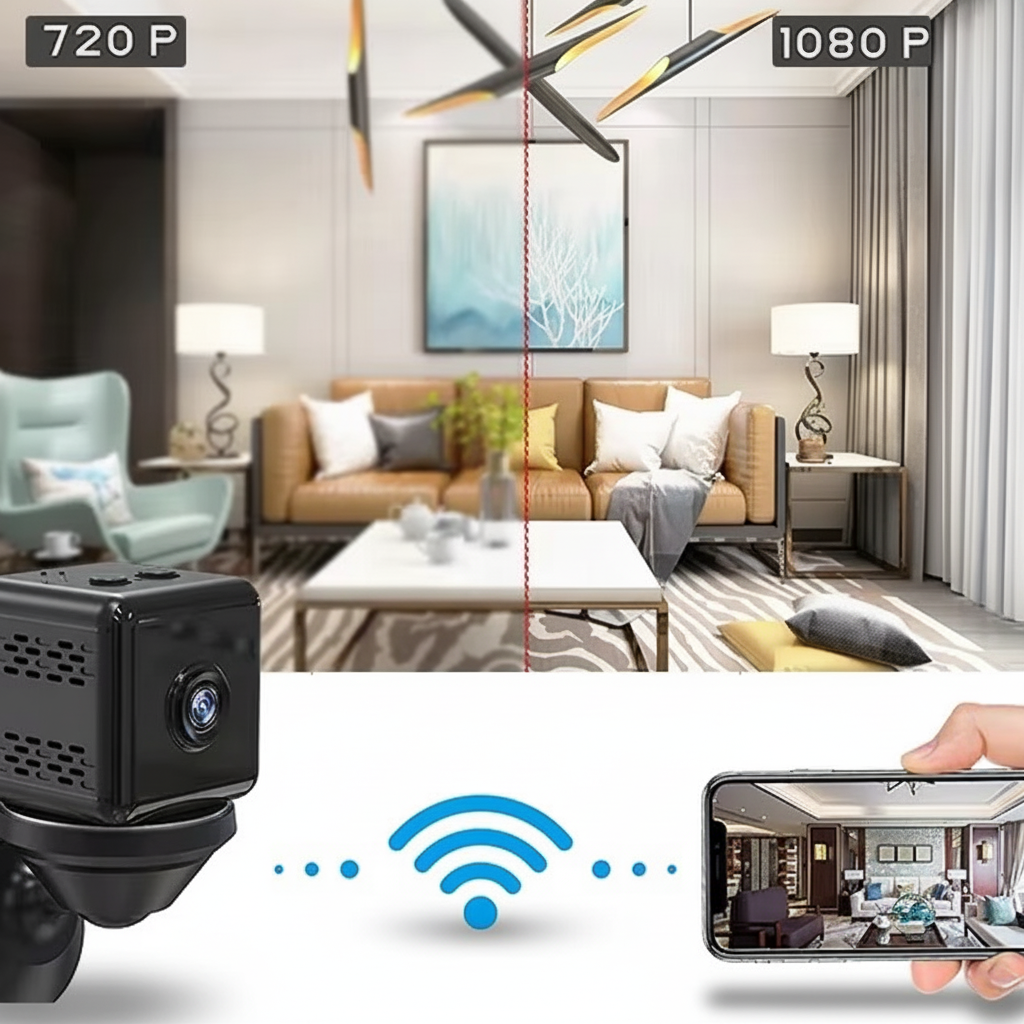 Telecamera di sicurezza wireless 1080p HD, rilevamento del movimento, visione notturna