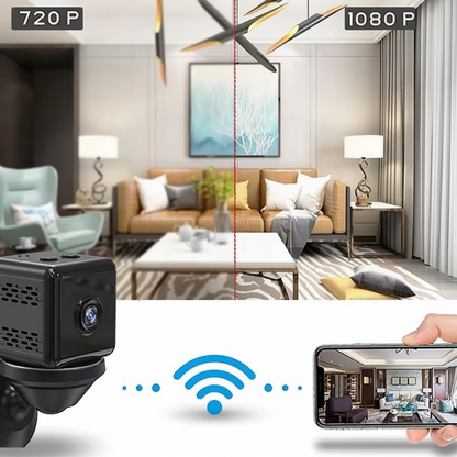 Telecamera di sicurezza wireless 1080p HD, rilevamento del movimento, visione notturna
