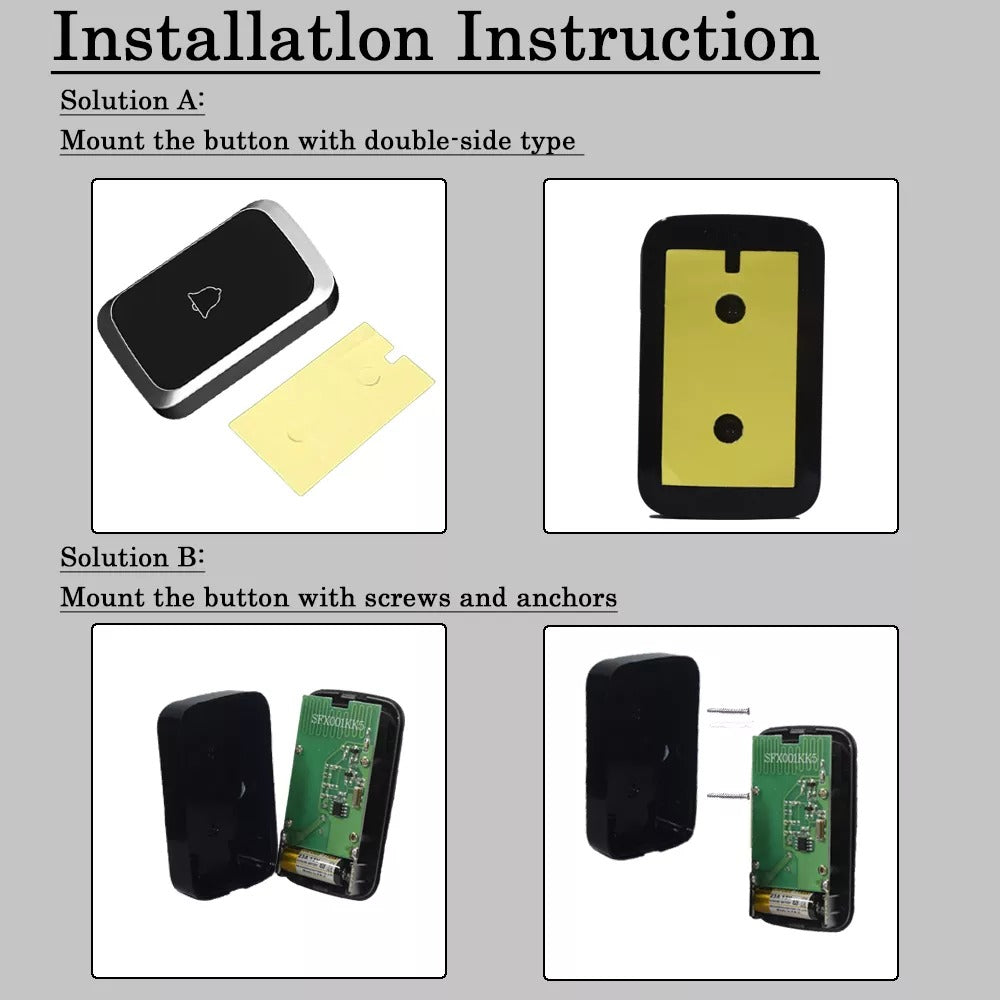 Wireless Waterproof Doorbell – LED Flash & Adjustable Chimes