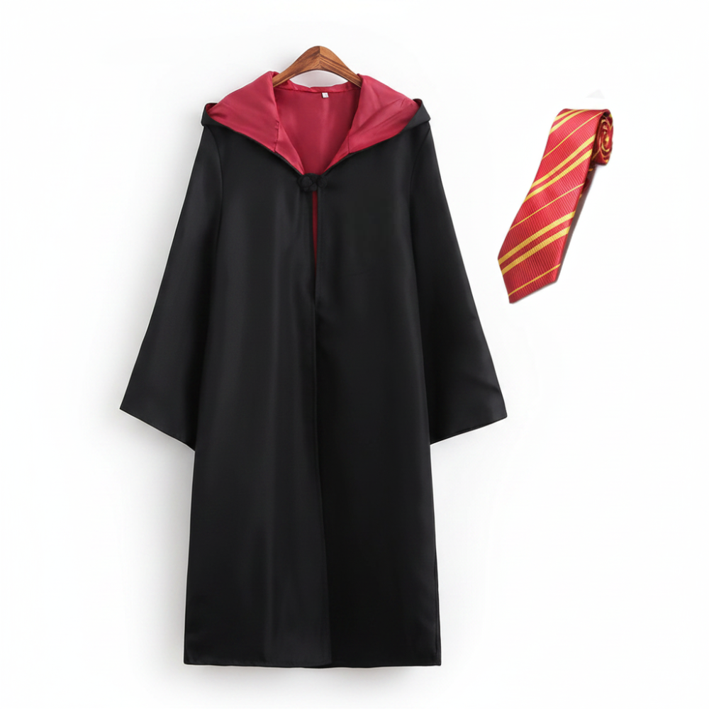 Tovenaarverkledingsset met mantel voor kinderen en volwassenen, gewaad, sjaal, bril en accessoires