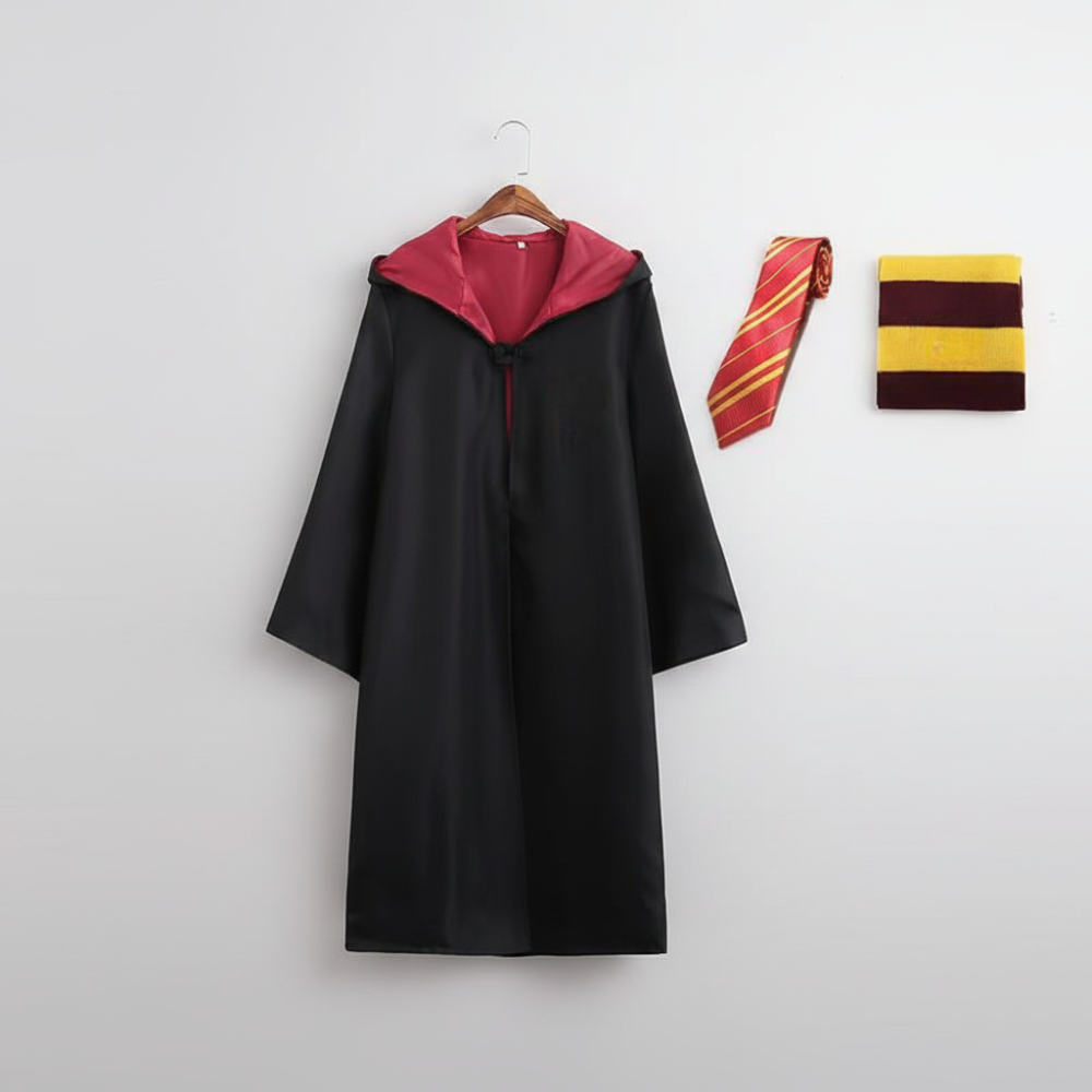 Tovenaarverkledingsset met mantel voor kinderen en volwassenen, gewaad, sjaal, bril en accessoires