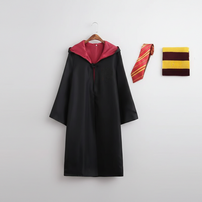 Tovenaarverkledingsset met mantel voor kinderen en volwassenen, gewaad, sjaal, bril en accessoires