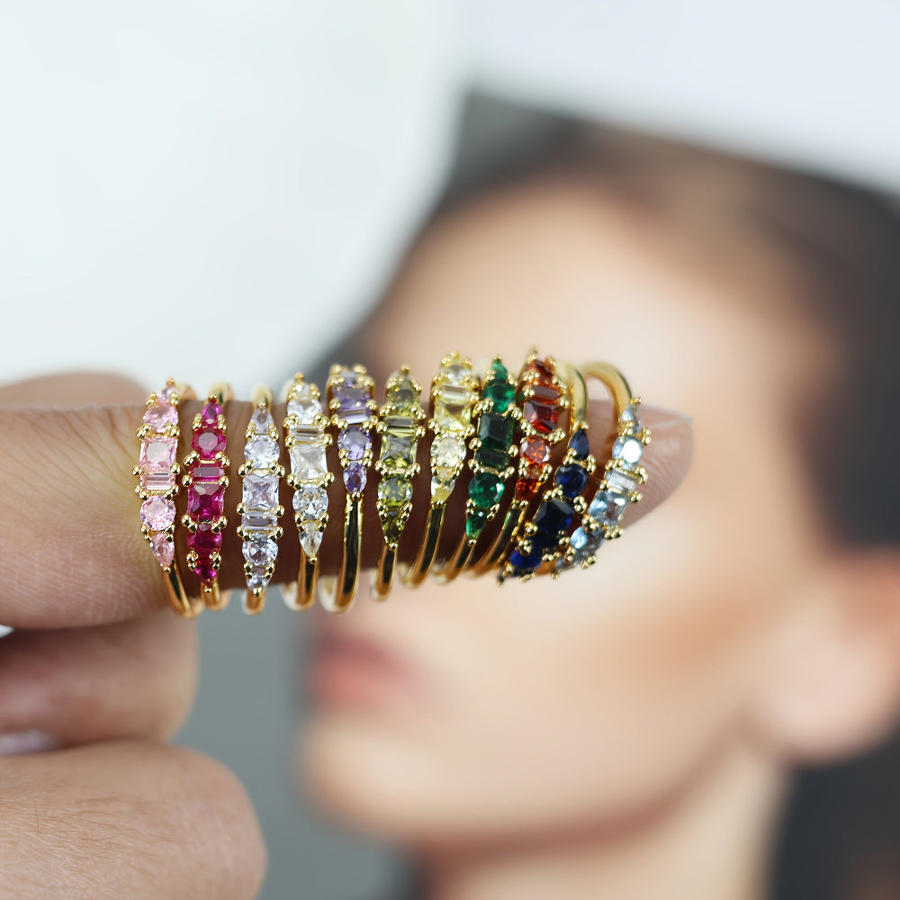 Women’s Gold Stackable Rhinestone Boho Ring Set