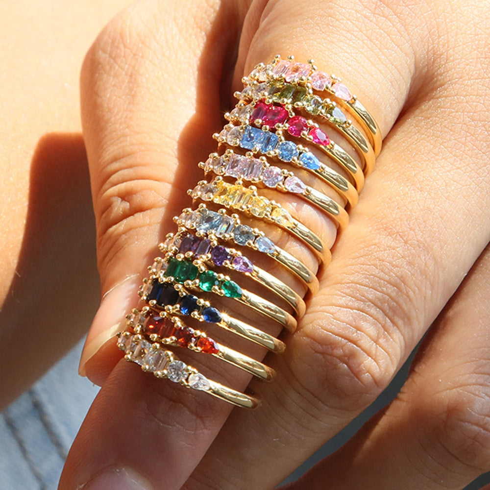 Women’s Gold Stackable Rhinestone Boho Ring Set