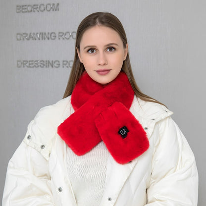 Verwarmde imitatiebont-nekwarmer voor dames met USB-voeding en 3 warmtestanden