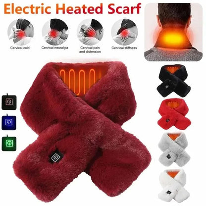 Verwarmde imitatiebont-nekwarmer voor dames met USB-voeding en 3 warmtestanden