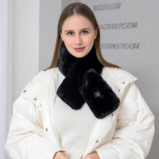Verwarmde imitatiebont-nekwarmer voor dames met USB-voeding en 3 warmtestanden