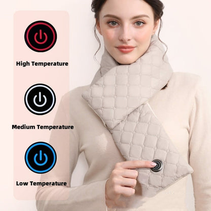 Women's Heated Neck Scarf Warmer Quilted Fleece Lined Three Temperature Settings Winter