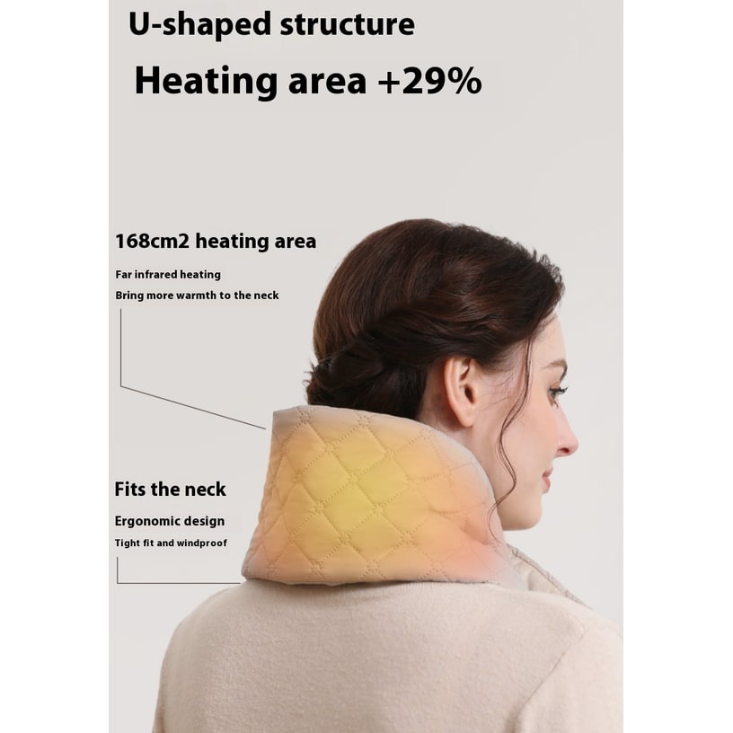 Women's Heated Neck Scarf Warmer Quilted Fleece Lined Three Temperature Settings Winter