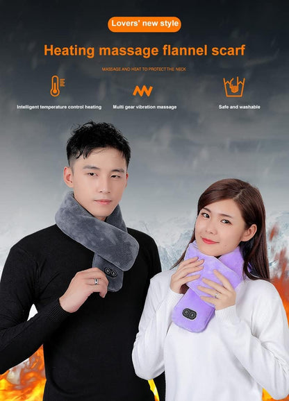 Verwarmde damessjaal met nekomslag, pluche fleece, vibratiemassage en elektrische verwarming