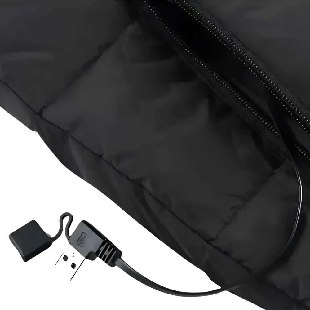 Chaleco calefactable para mujer, acolchado, con calefacción eléctrica, cuello alto, bolsillos con cremallera y diseño ligero