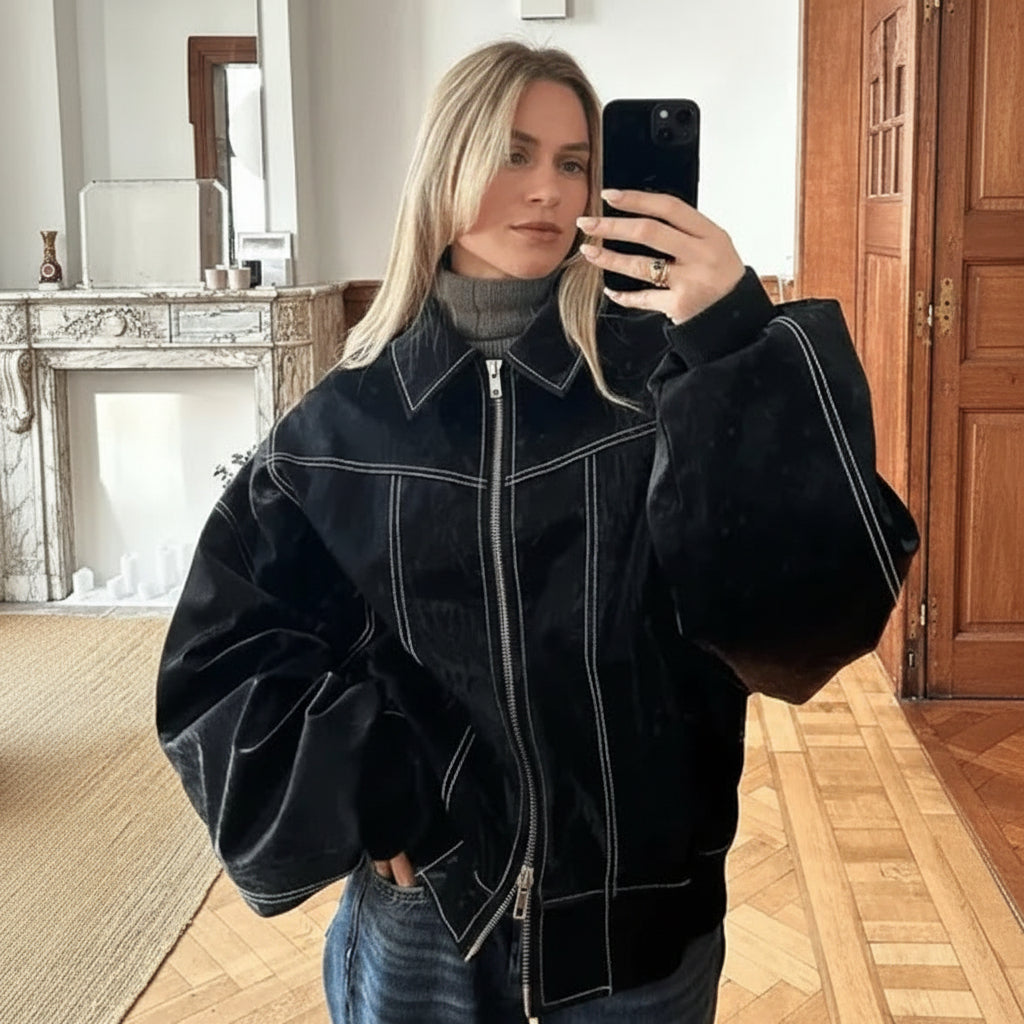 Giacca da donna oversize casual, vestibilità comoda, capospalla da indossare a strati ogni giorno