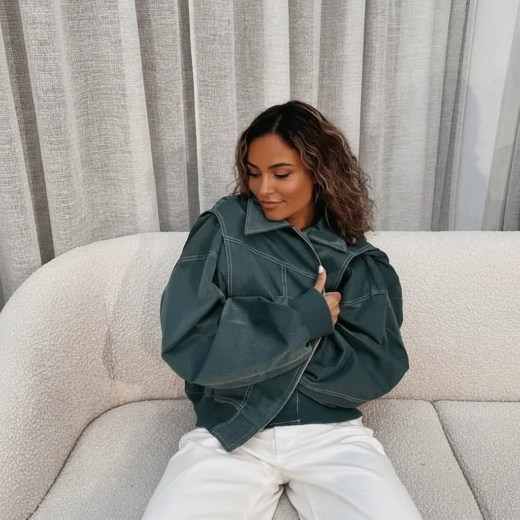 Giacca da donna oversize casual, vestibilità comoda, capospalla da indossare a strati ogni giorno