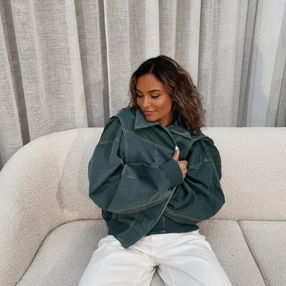 Giacca da donna oversize casual, vestibilità comoda, capospalla da indossare a strati ogni giorno