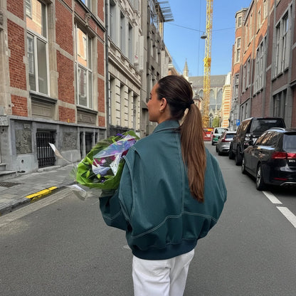 Giacca da donna oversize casual, vestibilità comoda, capospalla da indossare a strati ogni giorno