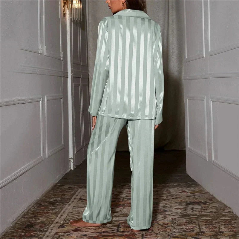 Women's Soft Silky Feel Button Up Pajama Set