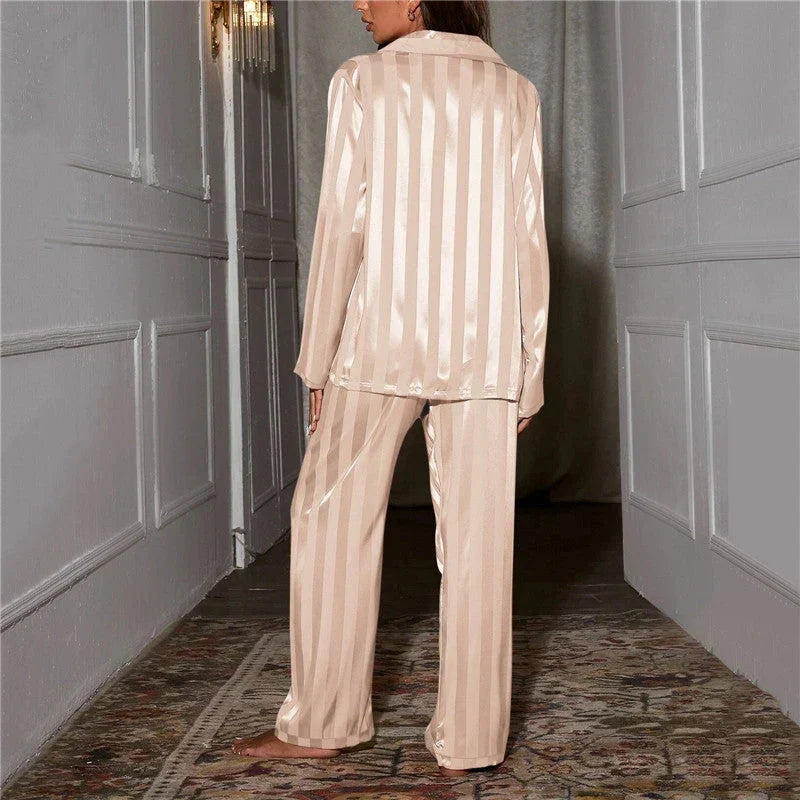 Women's Soft Silky Feel Button Up Pajama Set