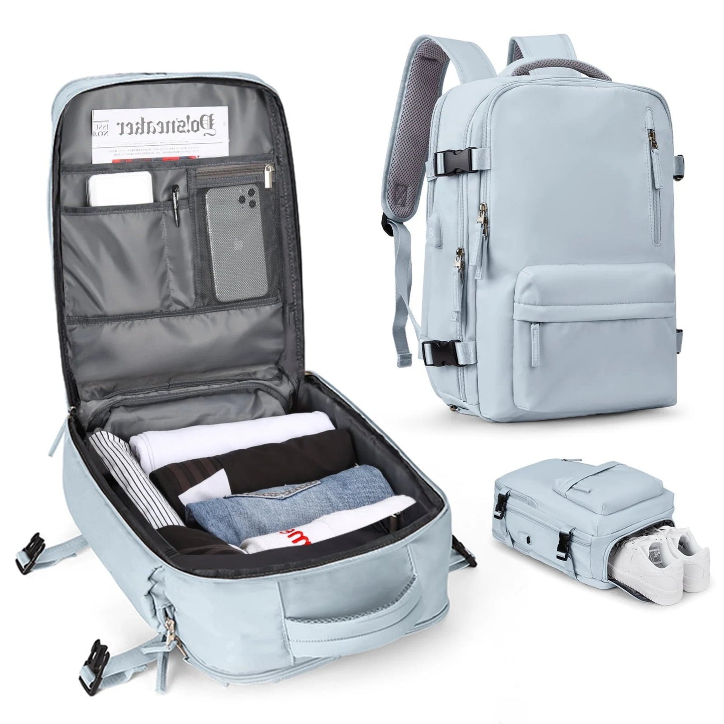 Women’s Waterproof Travel Backpack Large Capacity Anti Theft USB Charging Rucksack
