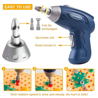 WonderBuild Montessori Toy Box STEM Construction Set with Drill