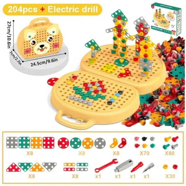 WonderBuild Montessori Toy Box STEM Construction Set with Drill