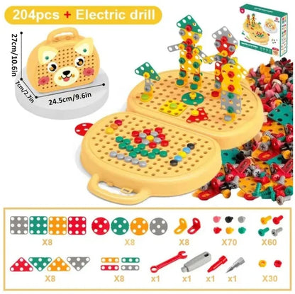 WonderBuild Montessori Toy Box STEM Construction Set with Drill