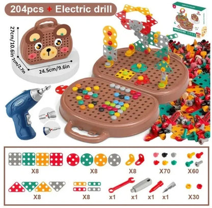 WonderBuild Montessori Toy Box STEM Construction Set with Drill