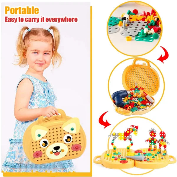 WonderBuild Montessori Toy Box STEM Construction Set with Drill