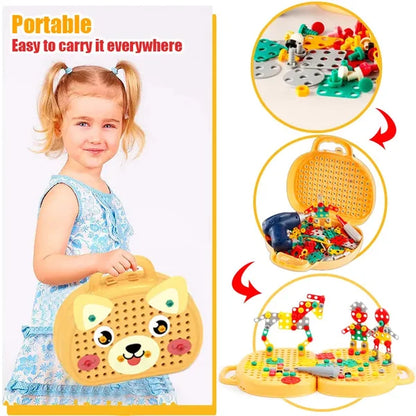 WonderBuild Montessori Toy Box STEM Construction Set with Drill