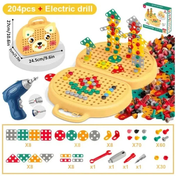 WonderBuild Montessori Toy Box STEM Construction Set with Drill