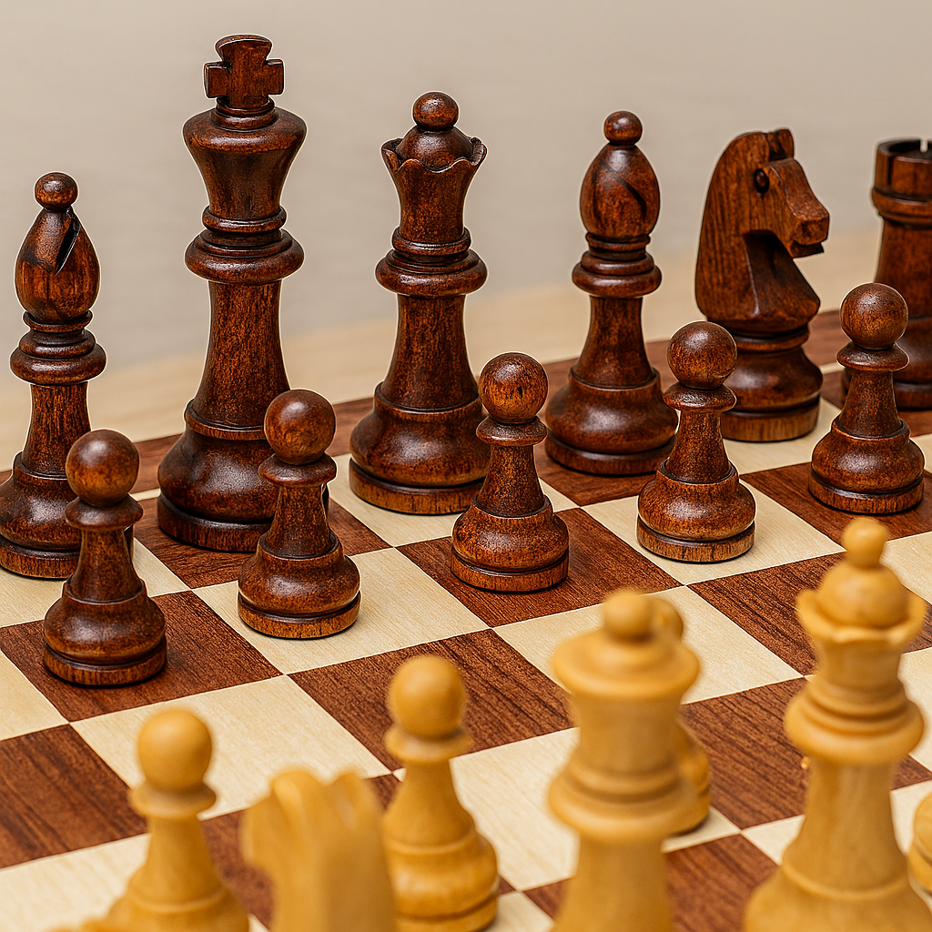 Wooden Chess Set with Folding Board and Handcrafted Pieces for Classic Tournament Play