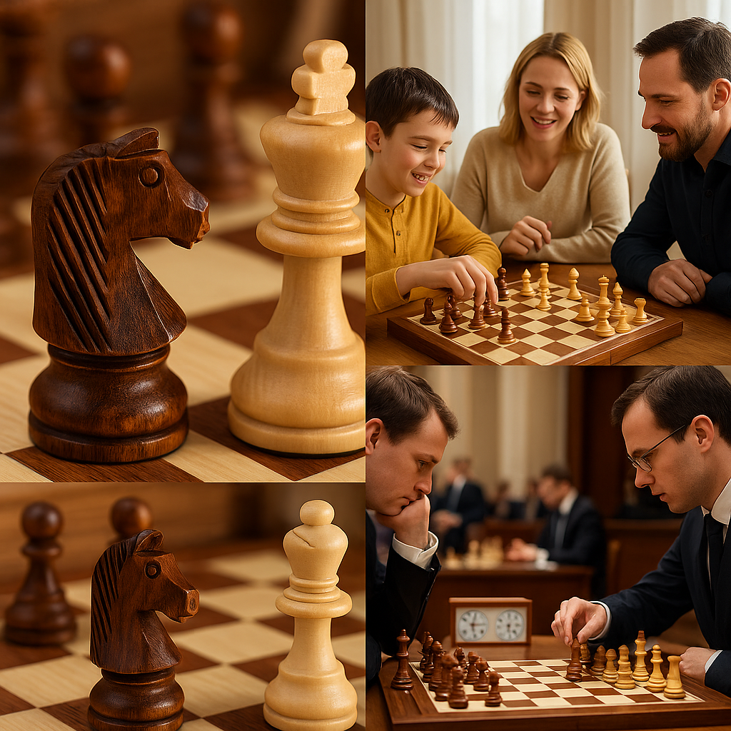 Wooden Chess Set with Folding Board and Handcrafted Pieces for Classic Tournament Play