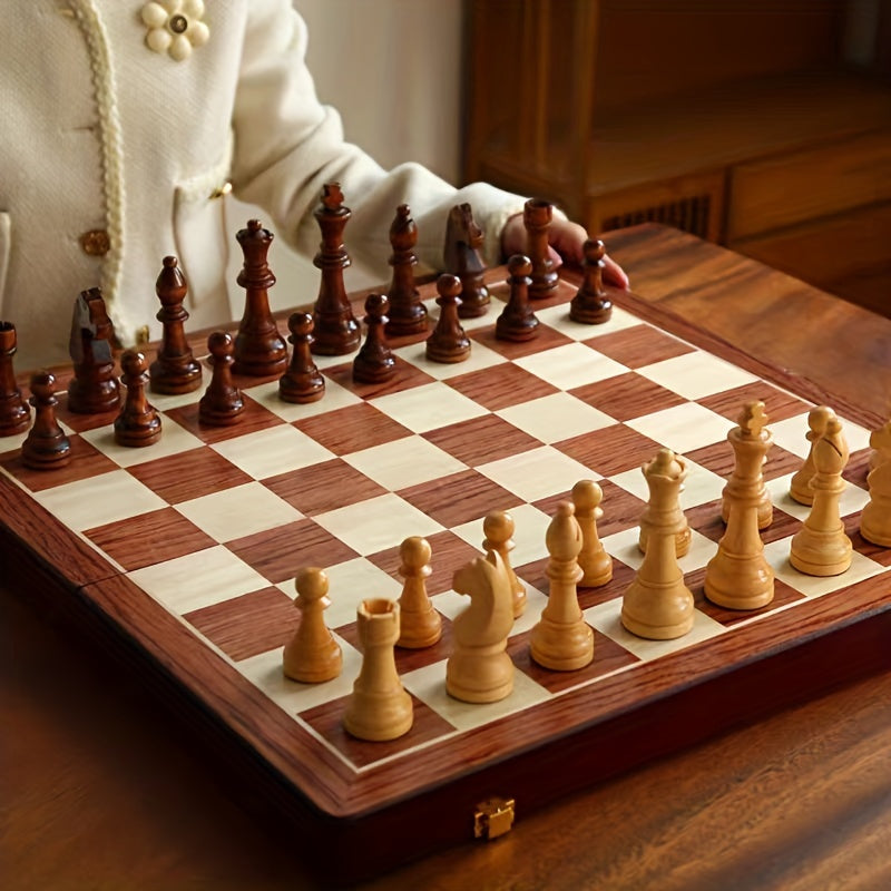 Wooden Chess Set with Solid Wood Pieces for Classic and Competitive Play