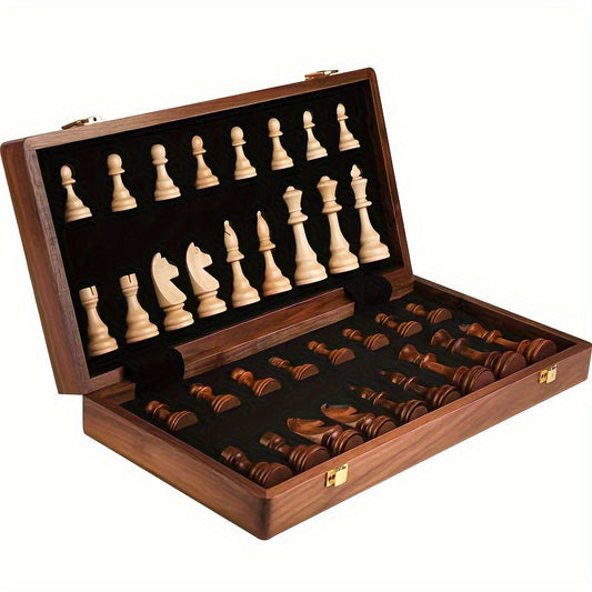 Wooden Chess Set with Solid Wood Pieces for Classic and Competitive Play