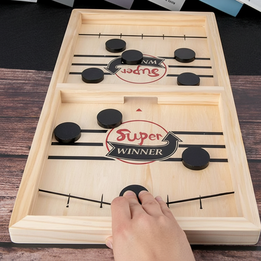 Wooden Fast Sling Puck Board Game Family Travel Game 2 Player