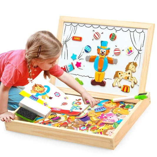 Wooden Magnetic Drawing and Puzzle Board for Creative Play