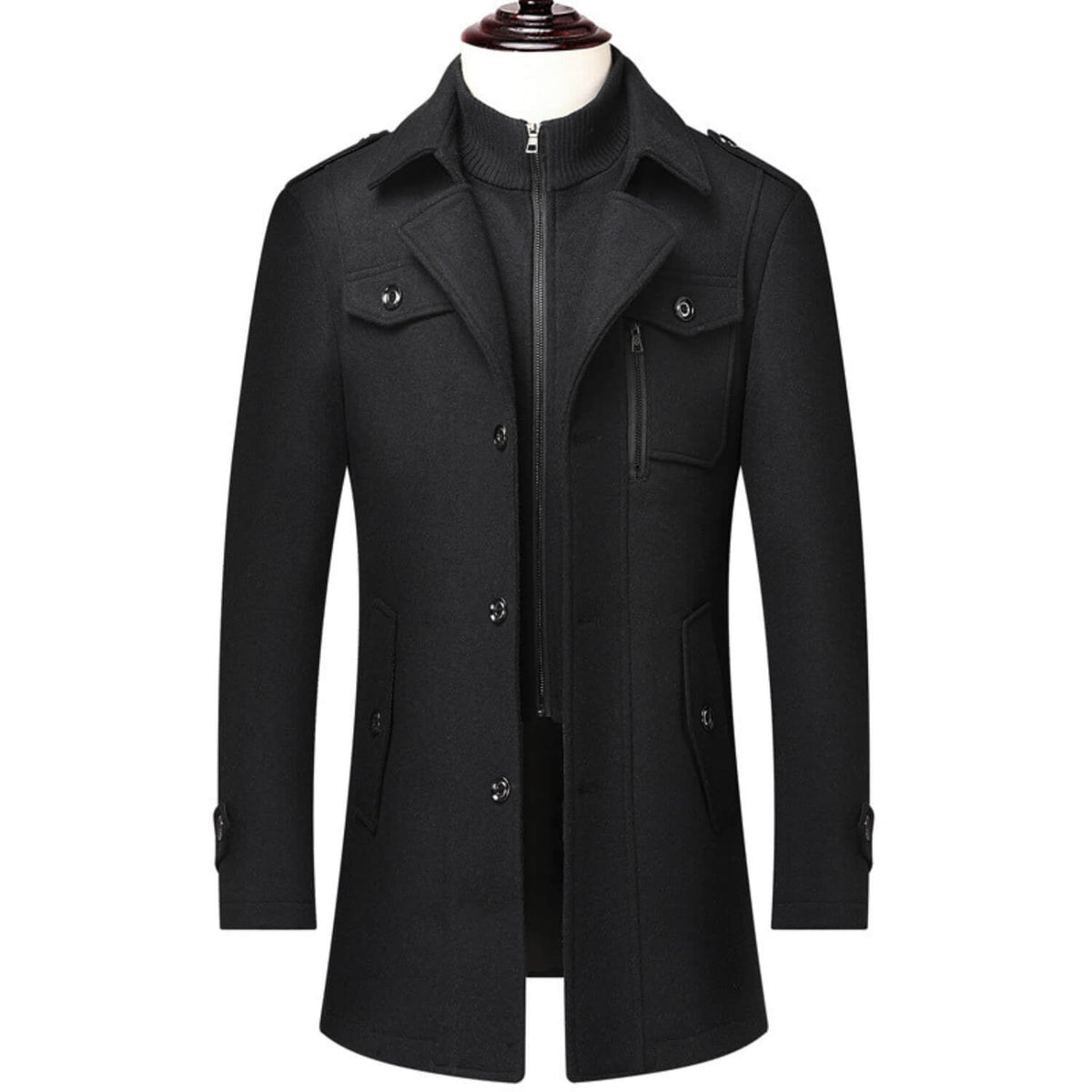 Wool Blend Double Collar Winter Trench Coat