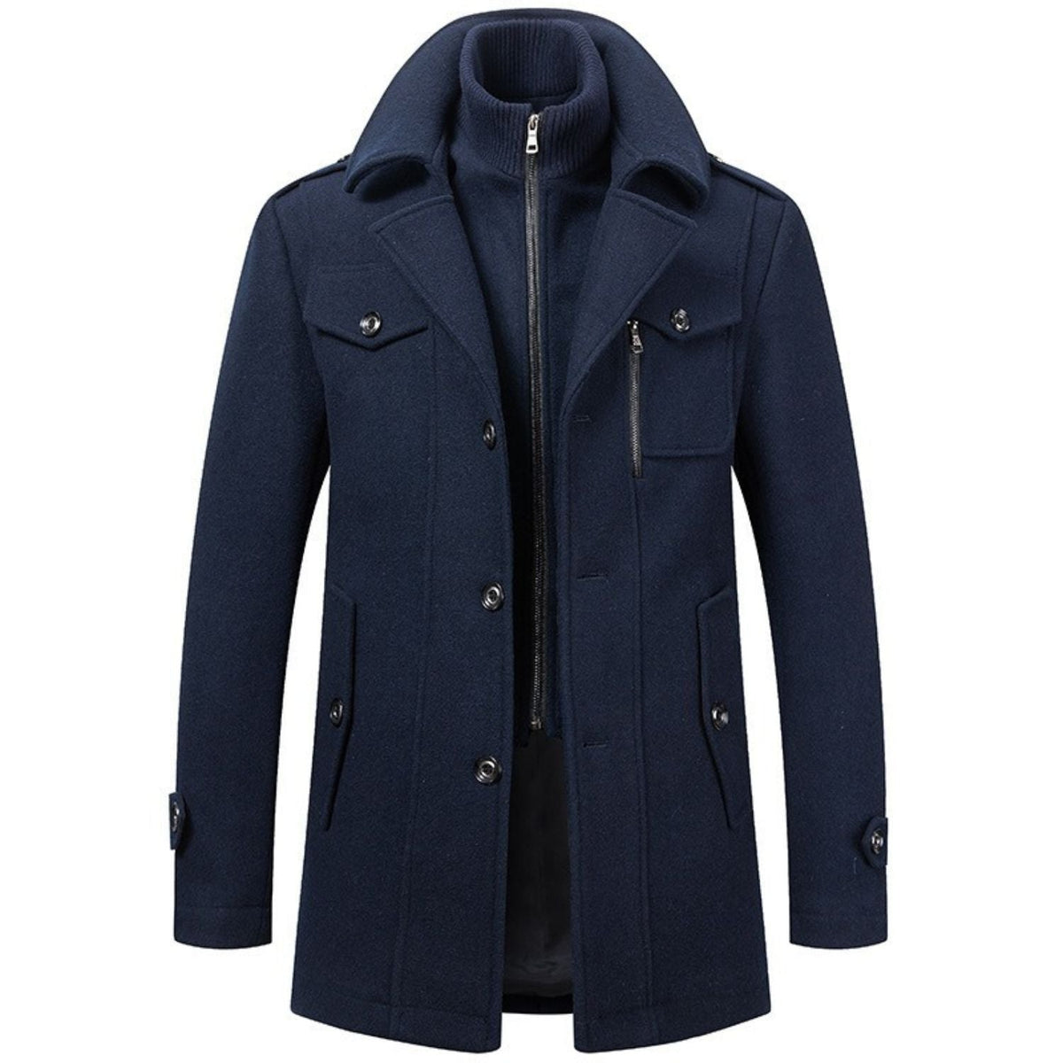 Wool Blend Double Collar Winter Trench Coat