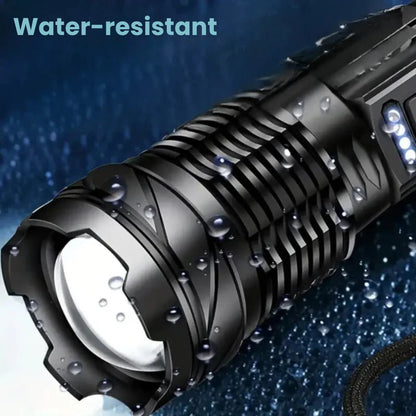 Zoomable Rechargeable LED Flashlight with Long Range Beam