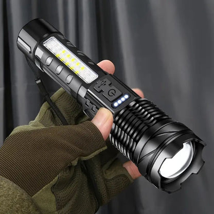 Zoomable Rechargeable LED Flashlight with Long Range Beam