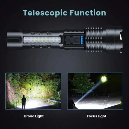 Zoomable Rechargeable LED Flashlight with Long Range Beam