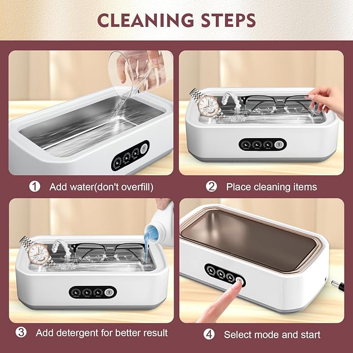 Zyniq Ultrasonic Cleaner Jewellery Glasses Watch Deep Cleaning Device