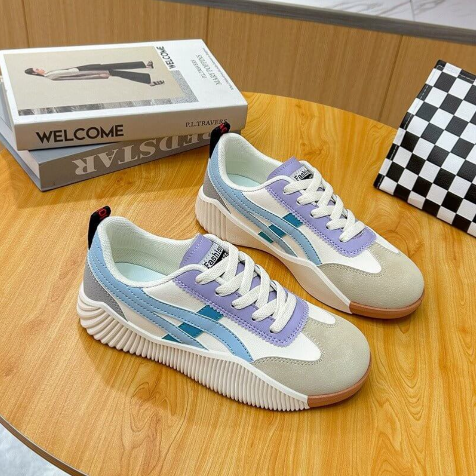 Ergonomic Running Shoes with Microfiber PU Upper and Rubber Sole